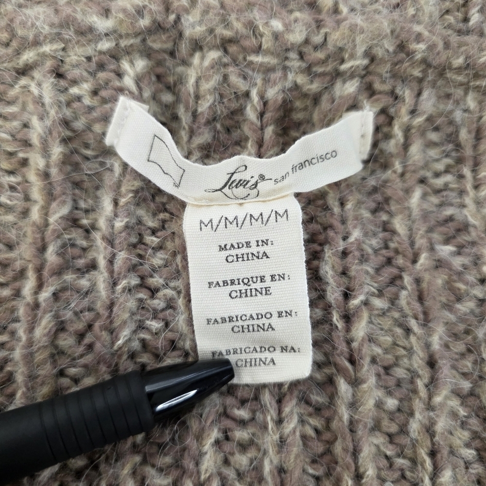 Levi’s Shawl Collar Button Front Chunky Rib Knit Alpaca Blend Cardigan M - Picture 7 of 9